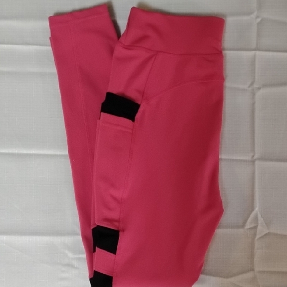 ❤️ Pop Fit Set Pink and Floral Women's Leggings Excellent Condition Size Medium - Picture 3 of 6